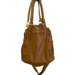 Brown leather Hobo Handbag w detachable strap